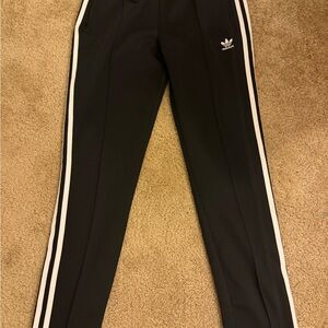 Adidas Women's Black Joggers with White Stripes
